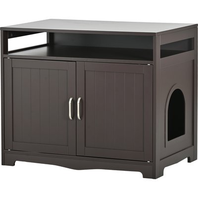 Cesicia Cesicia Washroom Storage Bench House Side Table Litter Box Enclosure with Hidden Plug & 2 Doors, Walnut Brown