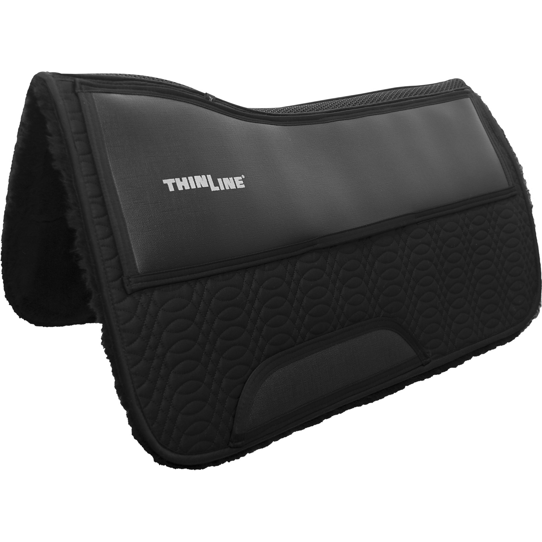 ThinLine Mesh Spine Woven Wool Western Comfort Horse Saddle Pad, Black, 32 x 34-in