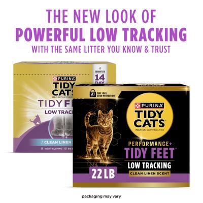 Show full view: Tidy Cats Tidy Feet Low Tracking Clean Linen Scented Clumping Clay Cat Litter, 22-lb box slide 3 of 12
