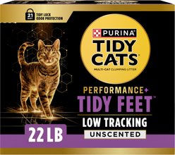 Tidy Cats Tidy Feet Low Tracking Clean Linen Scented Clumping Clay Cat Litter, 22-lb box