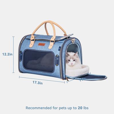 Show full view: Petsfit Deluxe Bag Dog & Cat Carrier, Denim Blue, 17.3 x 11 x 12.2-in slide 6 of 11