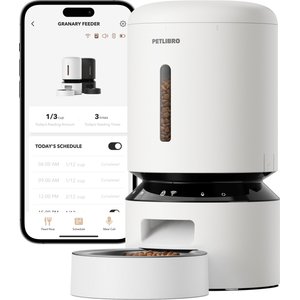 Petlibro Granary WIFI 2.4g & 5G Automatic Cat & Dog Feeder + 3 Pet Food Desiccant Bags, White, 5-L