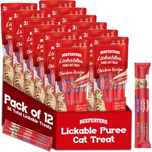 Beefeaters Lickables Chicken Puree Recipe Cat Treat, 1.59-oz bag, case of 12