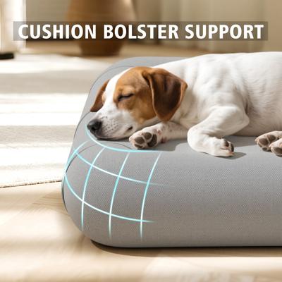 Show full view: Caghash Egg Crate Foam Orthopedic Bolstered Sofa Dog Couch Bed with Removable Cover, Grey, Medium: 36 x 22 x 2-in slide 2 of 8
