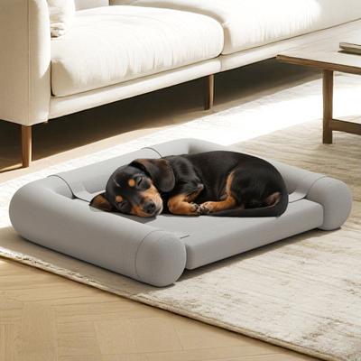 Show full view: Caghash Egg Crate Foam Orthopedic Bolstered Sofa Dog Couch Bed with Removable Cover, Grey, Small: 22 x 22 x 2-in slide 6 of 8