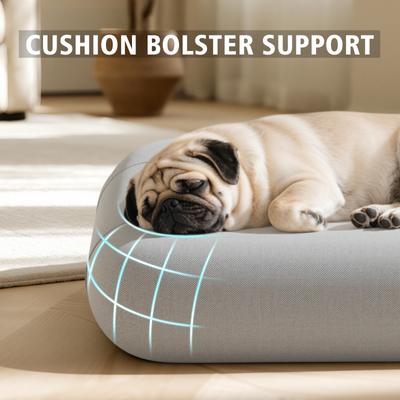 Show full view: Caghash Egg Crate Foam Orthopedic Bolstered Sofa Dog Couch Bed with Removable Cover, Grey, Small: 22 x 22 x 2-in slide 2 of 8