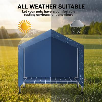 Show full view: Caghash Indoor & Outdoor Waterproof Sunshade Elevated Canopy Dog Bed with Removable Cover, Blue, Medium: 34 x 26 x 24-in slide 3 of 8