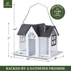Kingsyard Wild Bird House & Triple Feeder, Black/White