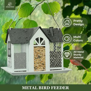 Kingsyard Wild Bird House & Triple Feeder, Black/White