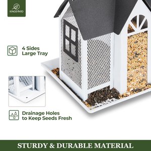 Kingsyard Wild Bird House & Triple Feeder, Black/White