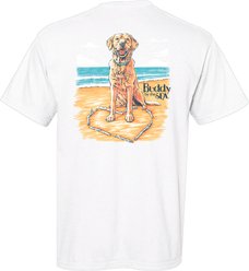 BUDDY BY THE SEA My Heart Adult Short Sleeve Tee, White, Large