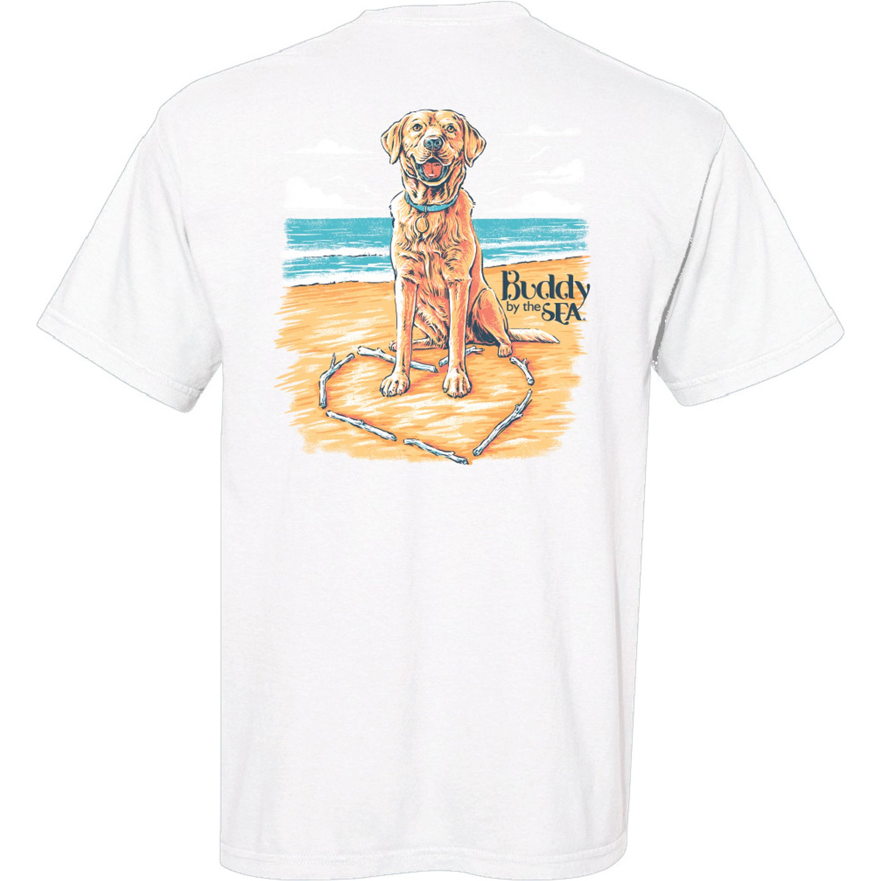BUDDY BY THE SEA My Heart Adult Short Sleeve Tee, White, Medium