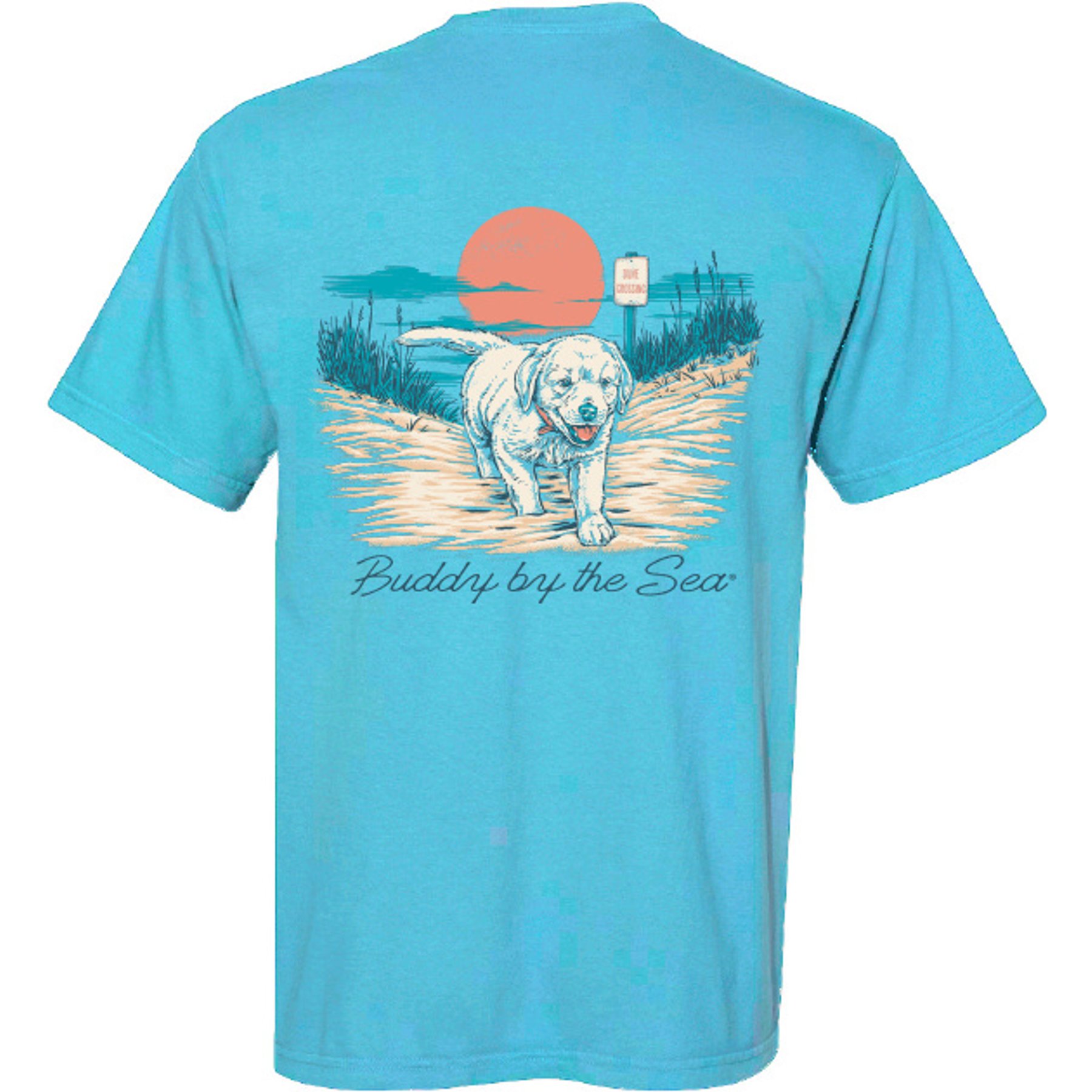 BUDDY BY THE SEA Dune Crossing Adult Short Sleeve Tee, Freshwater, Large