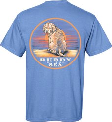 BUDDY BY THE SEA Sunsets Adult Short Sleeve Tee, Porch Blue, XX-Large