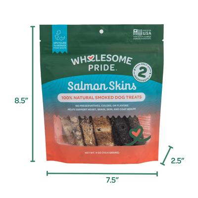 Show full view: Wholesome Pride Pet Treats Smoked Salmon Skins Grain-Free dehydrated Dog Treats, 4-oz bag slide 9 of 10