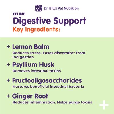 Show full view: Dr. Bill's Pet Nutrition Feline Digestive Support Cat Supplement Powder, 60-gm pouch slide 6 of 8