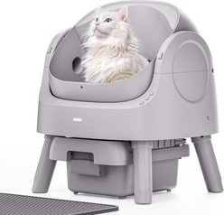 PetPivot AS11 Open-Top Self Cleaning with Safety Protection Automatic Cat Litter Box, Dark Grey