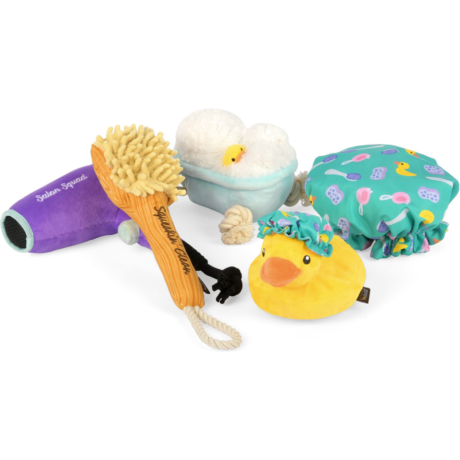 P.L.A.Y. Pet Lifestyle and You Splish Splash Collection Squeaky Plush Dog Toys, 5 count