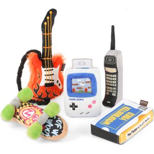 P.L.A.Y. Pet Lifestyle and You 90s Classic Set Squeaky Plush Dog Toys, 5 count