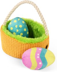 P.L.A.Y. Pet Lifestyle and You Hippity Hoppity Egg Basket Squeaky Plush Dog Toy
