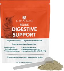 Dr. Bill's Pet Nutrition Feline Digestive Support Cat Supplement Powder, 60-gm pouch