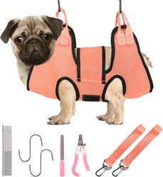 PatiencET Dog Grooming Hammock for Small Dogs Hanging Harness for Nail Trimming & Clipping, Small, Orange