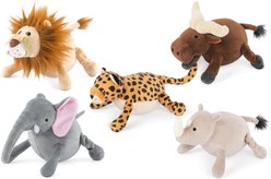 P.L.A.Y. Pet Lifestyle and You Africa Big Five Collection Squeaky Plush Dog Toys, 5 count