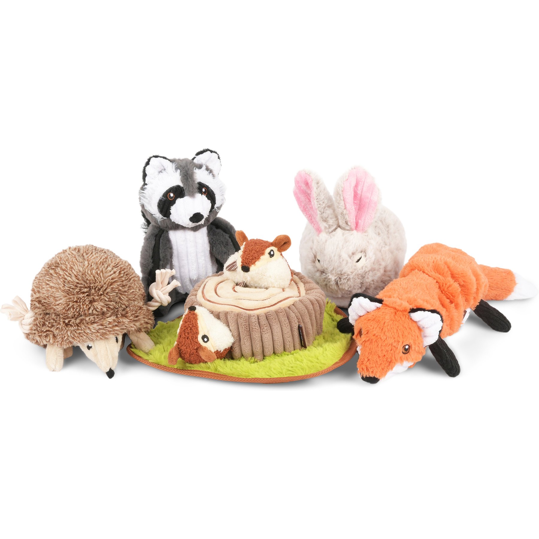 P.L.A.Y. Pet Lifestyle and You Woodland Creatures Collection Squeaky Plush Dog Toys, 5 count