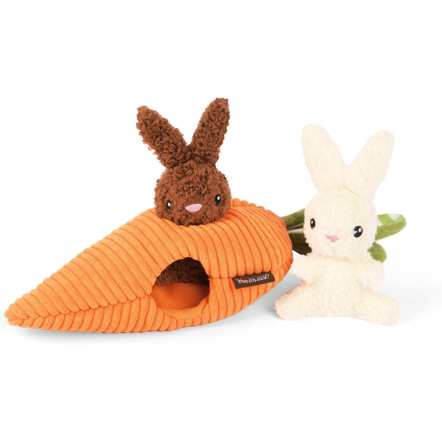 P.L.A.Y. Pet Lifestyle and You Hippity Hoppity Funny Bunnies Squeaky Plush Dog Toy