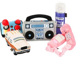 P.L.A.Y. Pet Lifestyle and You 80s Classic Set Squeaky Plush Dog Toys, 5 count