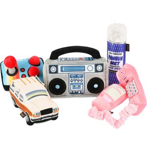 P.L.A.Y. Pet Lifestyle and You 80s Classic Set Squeaky Plush Dog Toys, 5 count
