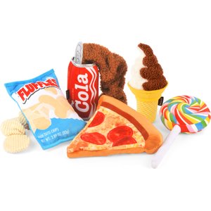 P.L.A.Y. Pet Lifestyle and You Snack Attack Set Squeaky Plush Dog Toys, 5 count