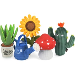 P.L.A.Y. Pet Lifestyle and You Blooming Buddies Set Squeaky Plush Dog Toys, 5 count