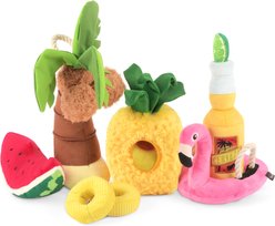 P.L.A.Y. Pet Lifestyle and You Tropical Paradise Squeaky Plush Dog Toys, 5 count