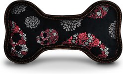 P.L.A.Y. Pet Lifestyle and You ECO PLAY Bone Skulls & Roses Squeaky Plush Dog Toy