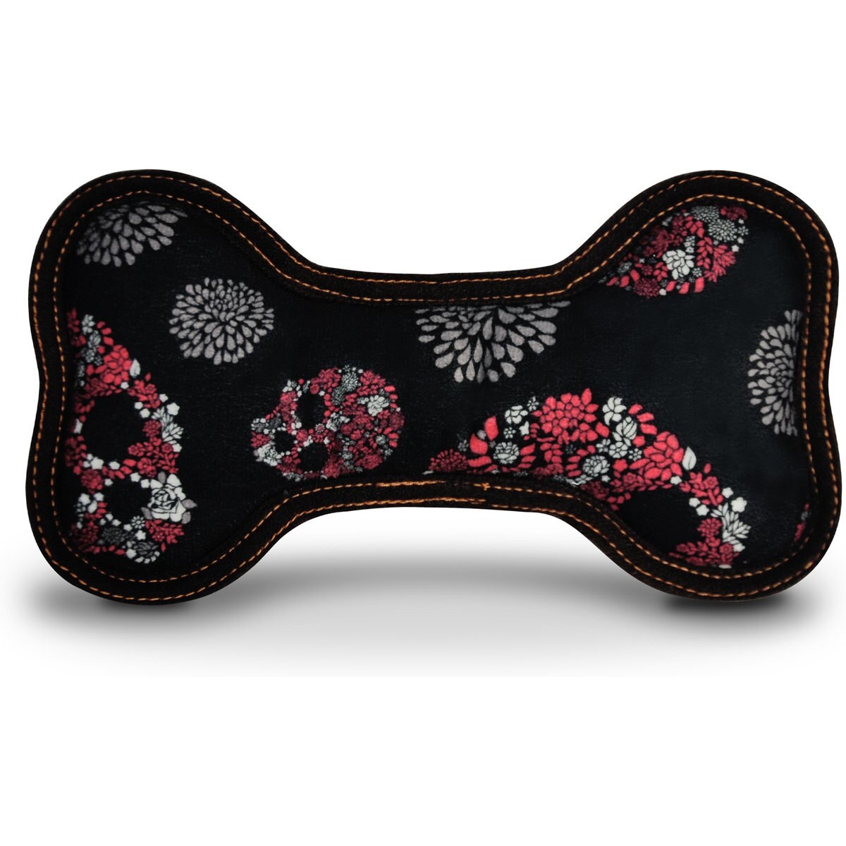 P.L.A.Y. Pet Lifestyle and You ECO PLAY Bone Skulls & Roses Squeaky Plush Dog Toy