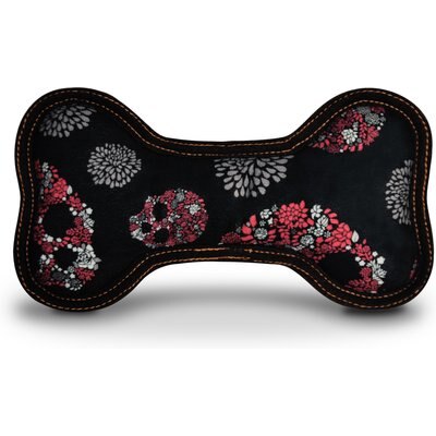 P.L.A.Y. Pet Lifestyle and You P.L.A.Y. Pet Lifestyle and You ECO PLAY Bone Skulls & Roses Squeaky Plush Dog Toy