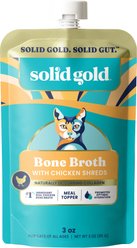 Solid Gold Bone Broth Chicken Shreds Grain-Free Wet Cat Food Topper, 3-oz pouch, case of 12