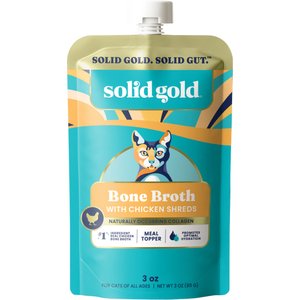 Solid Gold Bone Broth Chicken Shreds Grain-Free Wet Cat Food Topper, 3-oz pouch, case of 12