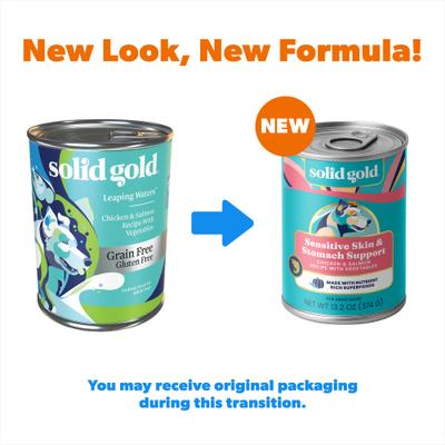 Show full view: Solid Gold Leaping Waters Chicken & Salmon Recipe with Vegetable Recipe Grain-Free Small & Medium Breed Canned Dog Food, 13.2-oz, case of 6 slide 3 of 11