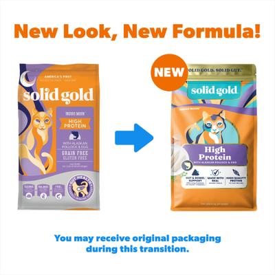 Show full view: Solid Gold High Protein Wild Alaskan Pollock & Eggs Recipe Grain-Free Dry Cat Food, 12-lb bag slide 3 of 12