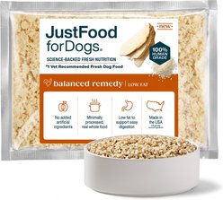 JustFoodForDogs Balanced Remedy Recipe Frozen Human-Grade Fresh Dog Food, 72-oz pouch, case of 7
