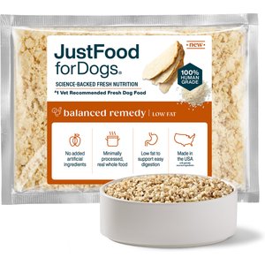 JustFoodForDogs Balanced Remedy Recipe Frozen Human-Grade Fresh Dog Food, 18-oz pouch, case of 7