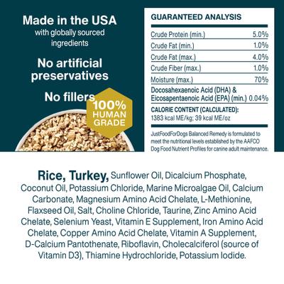 Show full view: JustFoodForDogs Balanced Remedy Recipe Frozen Human-Grade Fresh Dog Food, 18-oz pouch, case of 21 slide 9 of 12