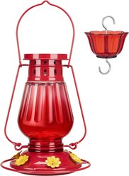 Kingsyard Hand Lantern Inspired Leak-Proof Sod Bottle Bird Feeder, 24-oz, Red