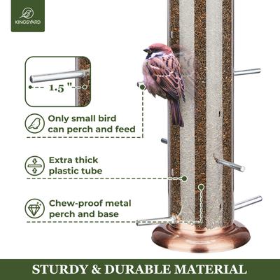 Show full view: Kingsyard Metal Finch Tube Bird Feeder, Antique Copper, 2-lbs slide 7 of 8