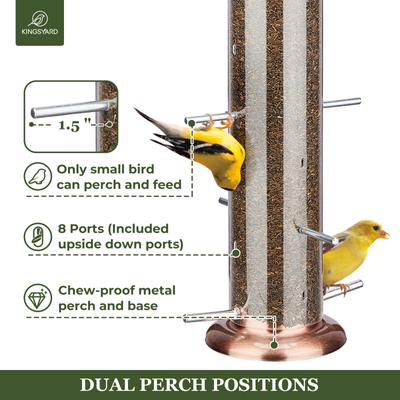 Show full view: Kingsyard Metal Finch Tube Bird Feeder, Antique Copper, 2-lbs slide 5 of 8