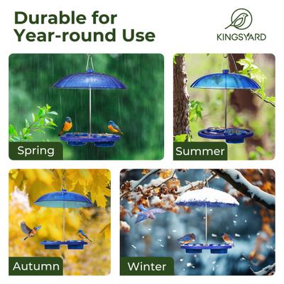 Show full view: Kingsyard Platform Mealworm Bird Feeder with Dome Top, Blue slide 6 of 7