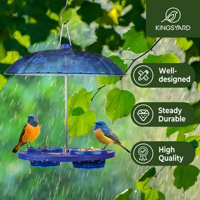 Show full view: Kingsyard Platform Mealworm Bird Feeder with Dome Top, Blue slide 4 of 7