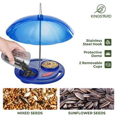 Show full view: Kingsyard Platform Mealworm Bird Feeder with Dome Top, Blue slide 5 of 7